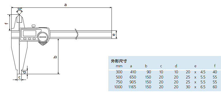 數(shù)顯卡尺MarCal 18 EWR尺寸